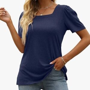 Fashion Classic jome design short sleeve top blue